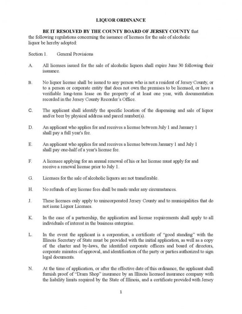 Proposed Revised Liquor Ordinance - Pg. 1